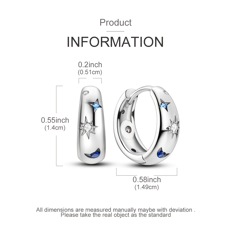 925 Silver Sun & Moon CZ Inlay Earrings